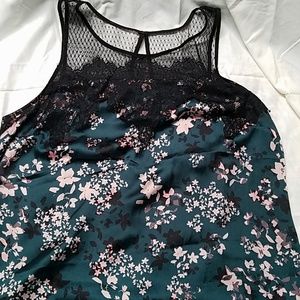 Silky green camisole with floral print